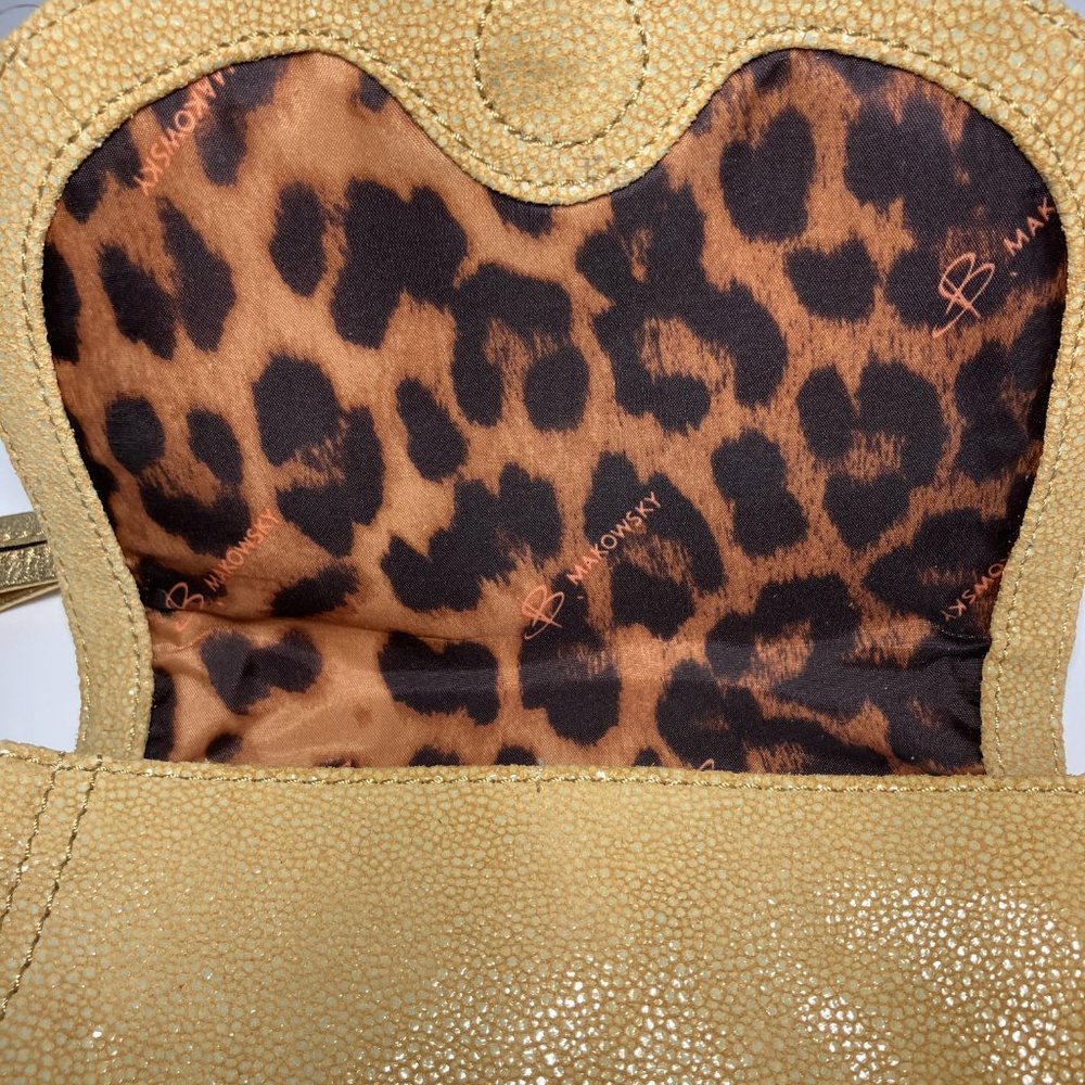 B Makowski Gold Leather medium Shoulder Strap bag NEW - Picture 3 of 4